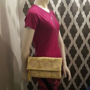 Urban Expressions Arabella Clutch Yellow laser cut